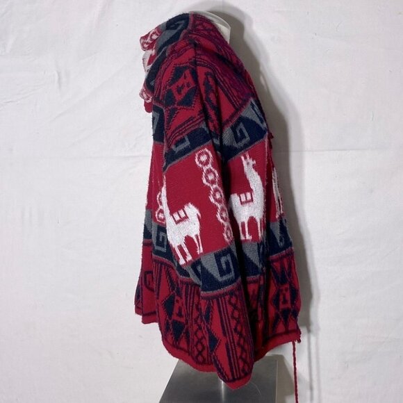 Tejidos Ruminahui Red Alpaca Zip Front Wool Sweater L - Picture 3 of 15